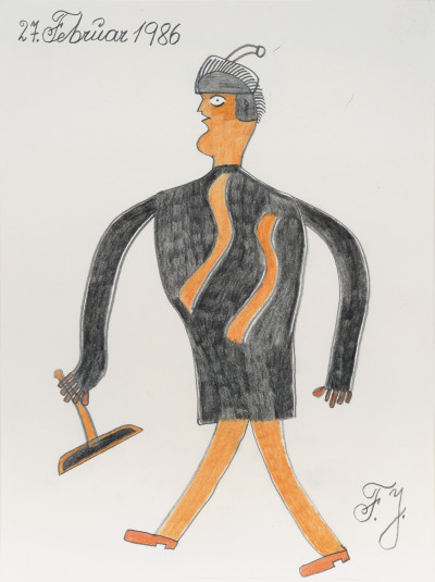 sans titre (homme avec un marteau) - © christian berst — art brut