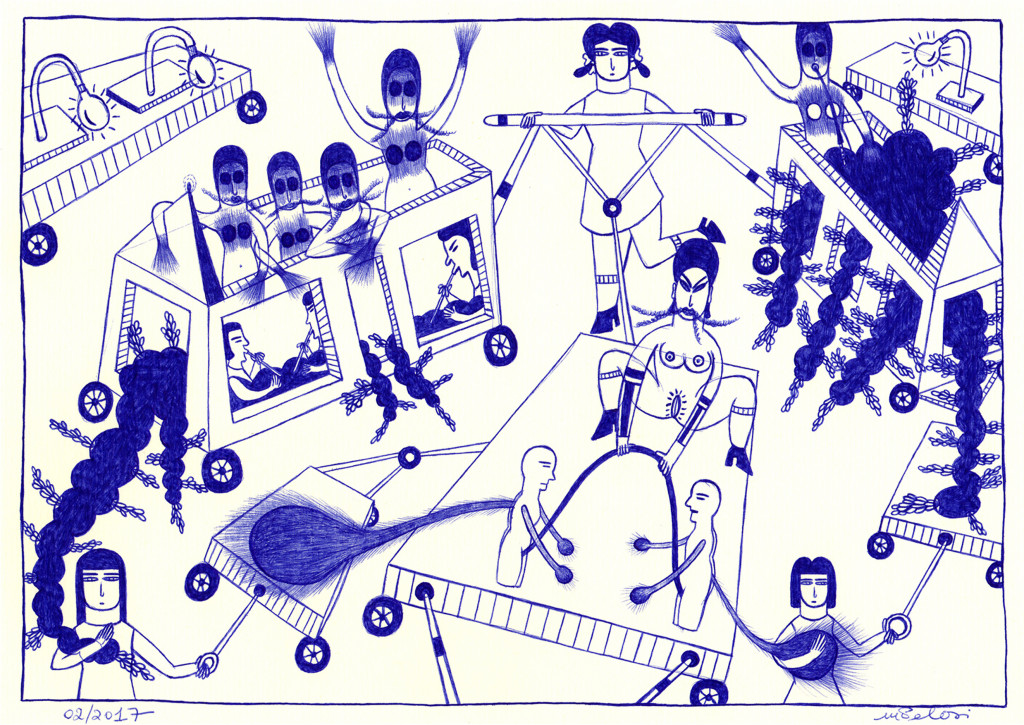 untitled, 2017. ballpoint pen on paper, 8.27 x 11.69 in - © christian berst — art brut