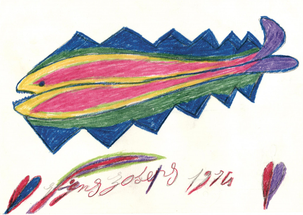 Pépé Vignes, *sans titre*, 1974. crayon de couleur sur papier, 20.9 x 29.8 cm - © &copy;christian berst art brut, christian berst — art brut