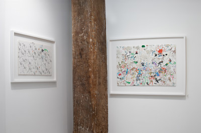 vue de l'exposition *japon brut : la lune, le soleil, yamanami*, christian berst art brut, paris, 2019. - © christian berst — art brut