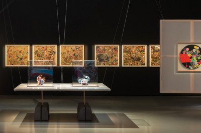 installation view *Beauties, Ghosts and Samurai: Japanese Pop Culture Tradition from Edo Ukiyo-e to Manga, Anime, and Sūpā Fratto in the 20th and 21st centuries*, National Gallery of Art, Vilnius, Lithuania - © Andrej Vasilenko, christian berst — art brut