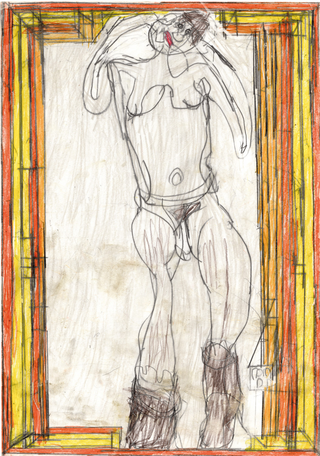 Josef Hofer, *sans titre*, 2008. crayon de couleur et graphite sur papier, 42 x 29.6 cm - © christian berst — art brut