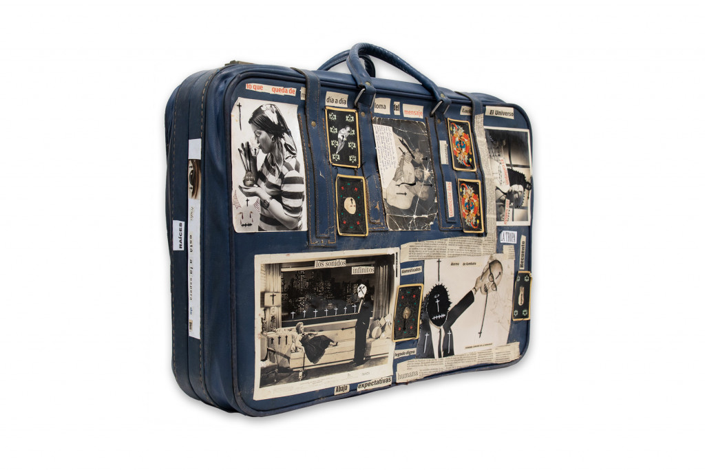 Jorge Alberto Cadi, *untitled*, 2018. collage and sewing on suitcase, 22.05 x 25.98 x 7.87 in. (56 x 66 x 20 cm) - © christian berst — art brut