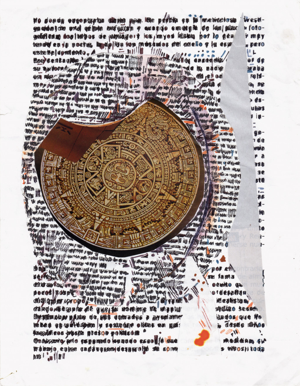 pepe gaitàn, *sans titre*, circa 2000. stylo à bille, encre, collage, photocopie sur papier, 28 x 21 cm. - © christian berst art brut, christian berst — art brut