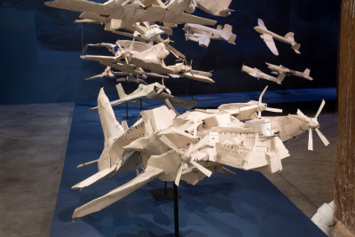 exhibition view of *hans-jörg georgi: noah's planes*, christian berst art brut, Paris, 2022-2023 - © &copy; Pierre-Emmanuel Rastoin, christian berst — art brut