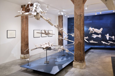 exhibition view of *hans-jörg georgi: noah's planes*, christian berst art brut, Paris, 2022-2023 - © christian berst — art brut