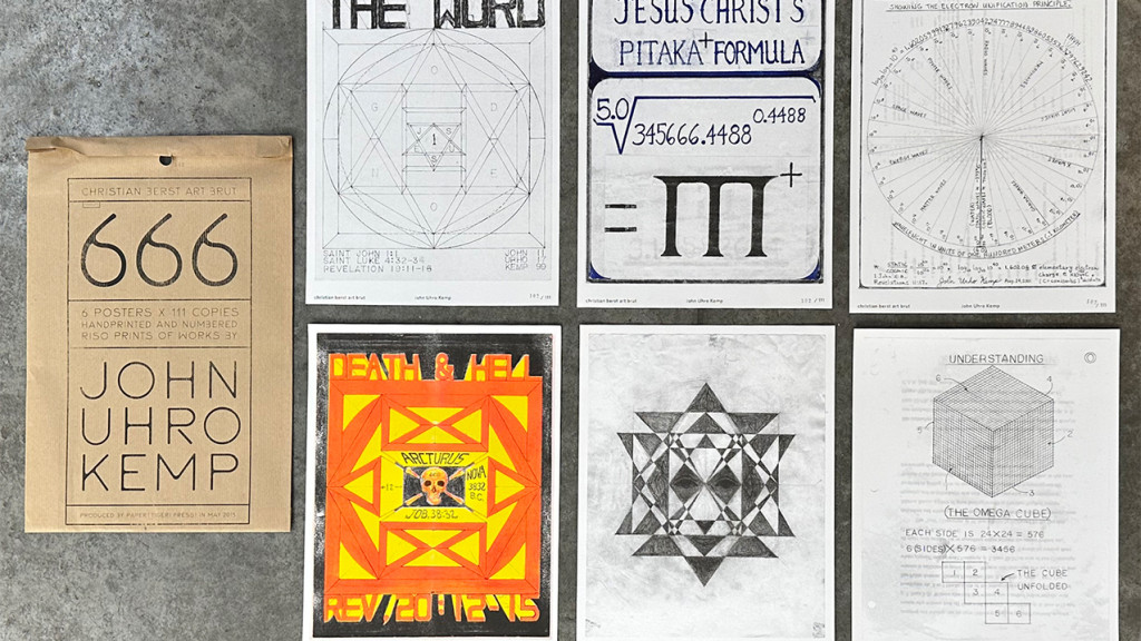 6 reproductions en riso d&#8217;oeuvres de john urho kemp - © christian berst — art brut